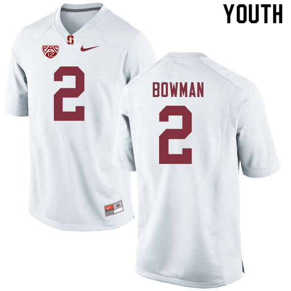 Youth #2 Colby Bowman Stanford Cardinal College Football Jerseys Sale-White - Click Image to Close